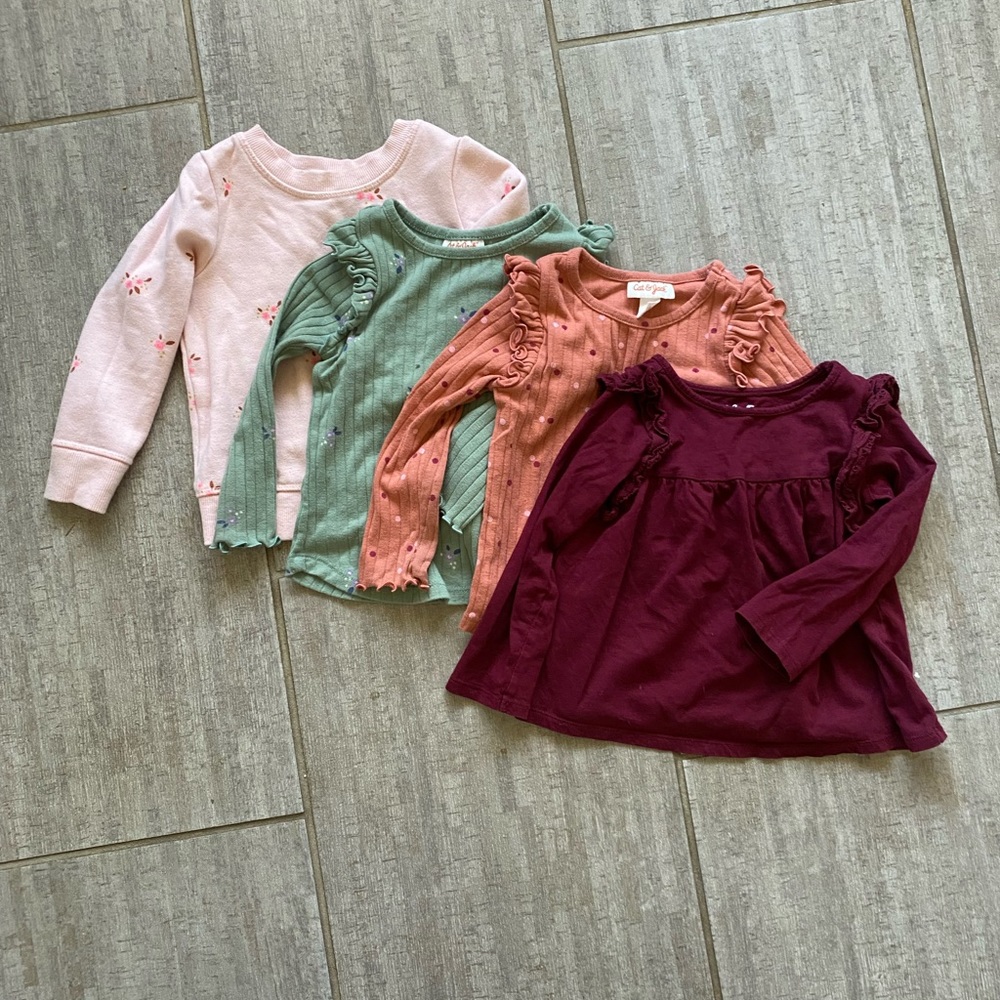 4 cat & jack long sleeve shirts (1 is a sweatshirt)